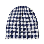 Navy And White Gingham Pattern Print Beanie