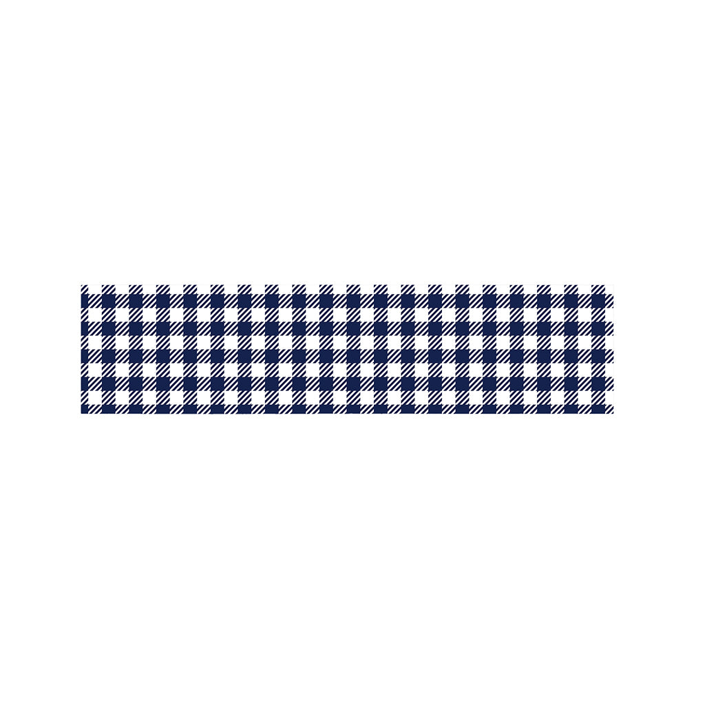 Navy And White Gingham Pattern Print Bed Runner