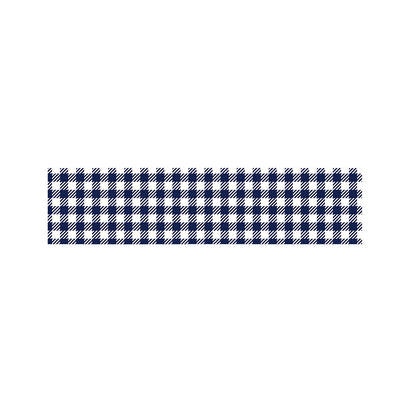 Navy And White Gingham Pattern Print Bed Runner