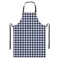 Navy And White Gingham Pattern Print Bib Apron With Pocket
