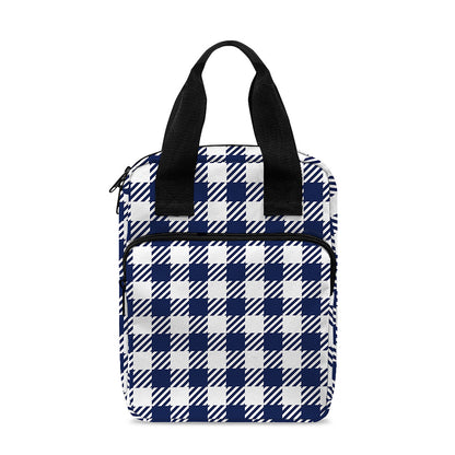Navy And White Gingham Pattern Print Bible Tote Bag