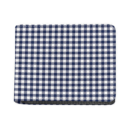 Navy And White Gingham Pattern Print Bifold Wallet