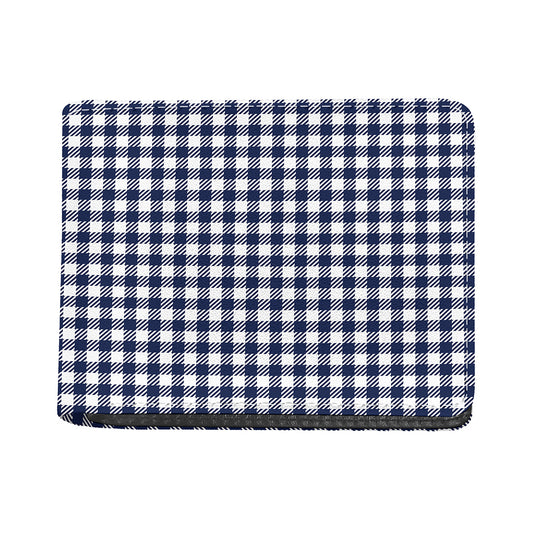 Navy And White Gingham Pattern Print Bifold Wallet