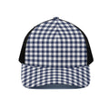 Navy And White Gingham Pattern Print Black Mesh Trucker Hat
