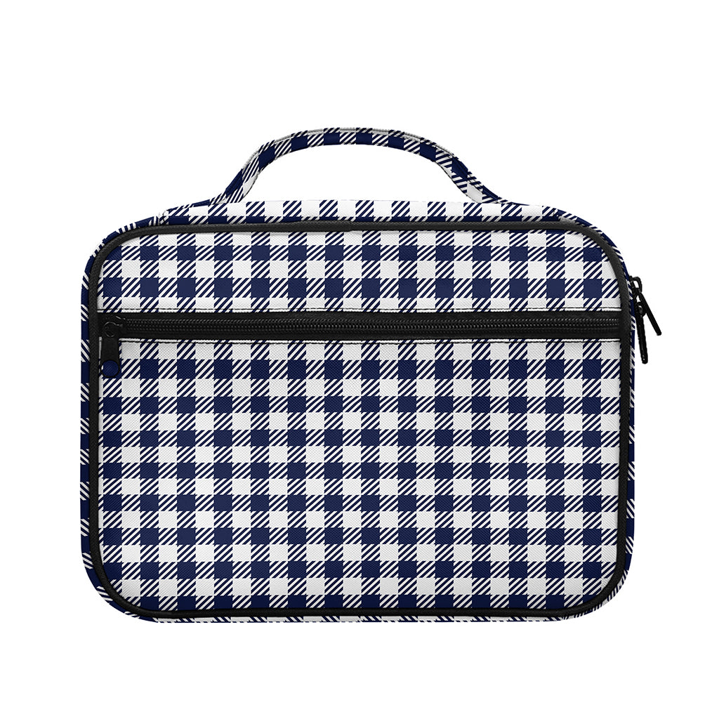 Navy And White Gingham Pattern Print Briefcase Bible Bag