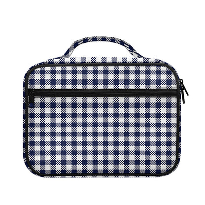 Navy And White Gingham Pattern Print Briefcase Bible Bag
