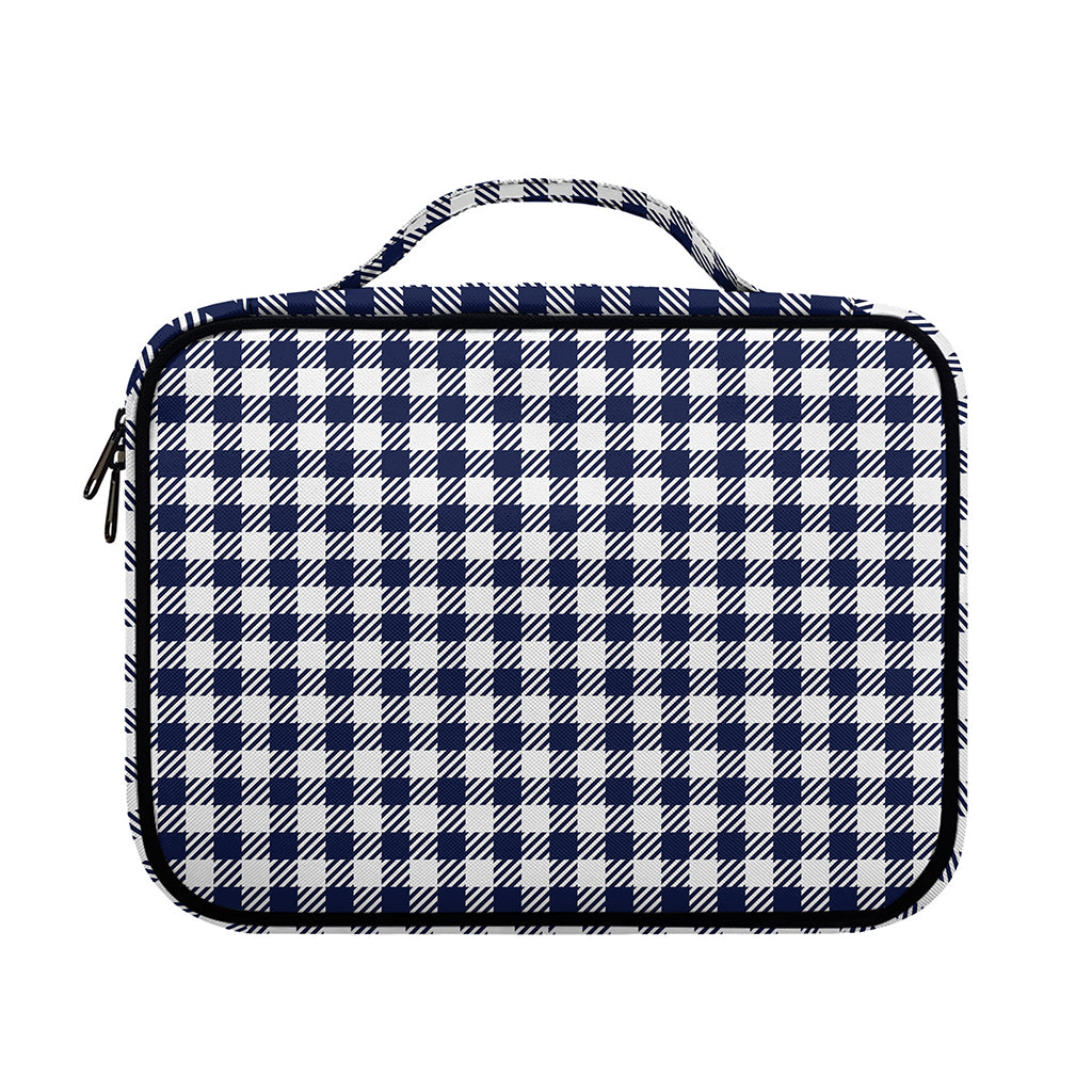 Navy And White Gingham Pattern Print Briefcase Bible Bag