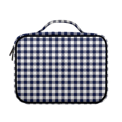 Navy And White Gingham Pattern Print Briefcase Bible Bag