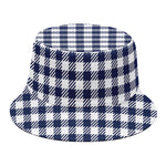 Navy And White Gingham Pattern Print Bucket Hat