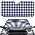 Navy And White Gingham Pattern Print Car Windshield Sun Shade
