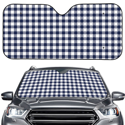 Navy And White Gingham Pattern Print Car Windshield Sun Shade