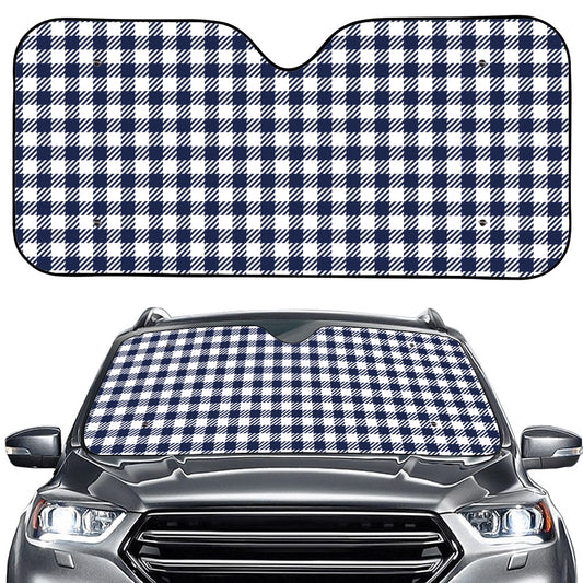 Navy And White Gingham Pattern Print Car Windshield Sun Shade