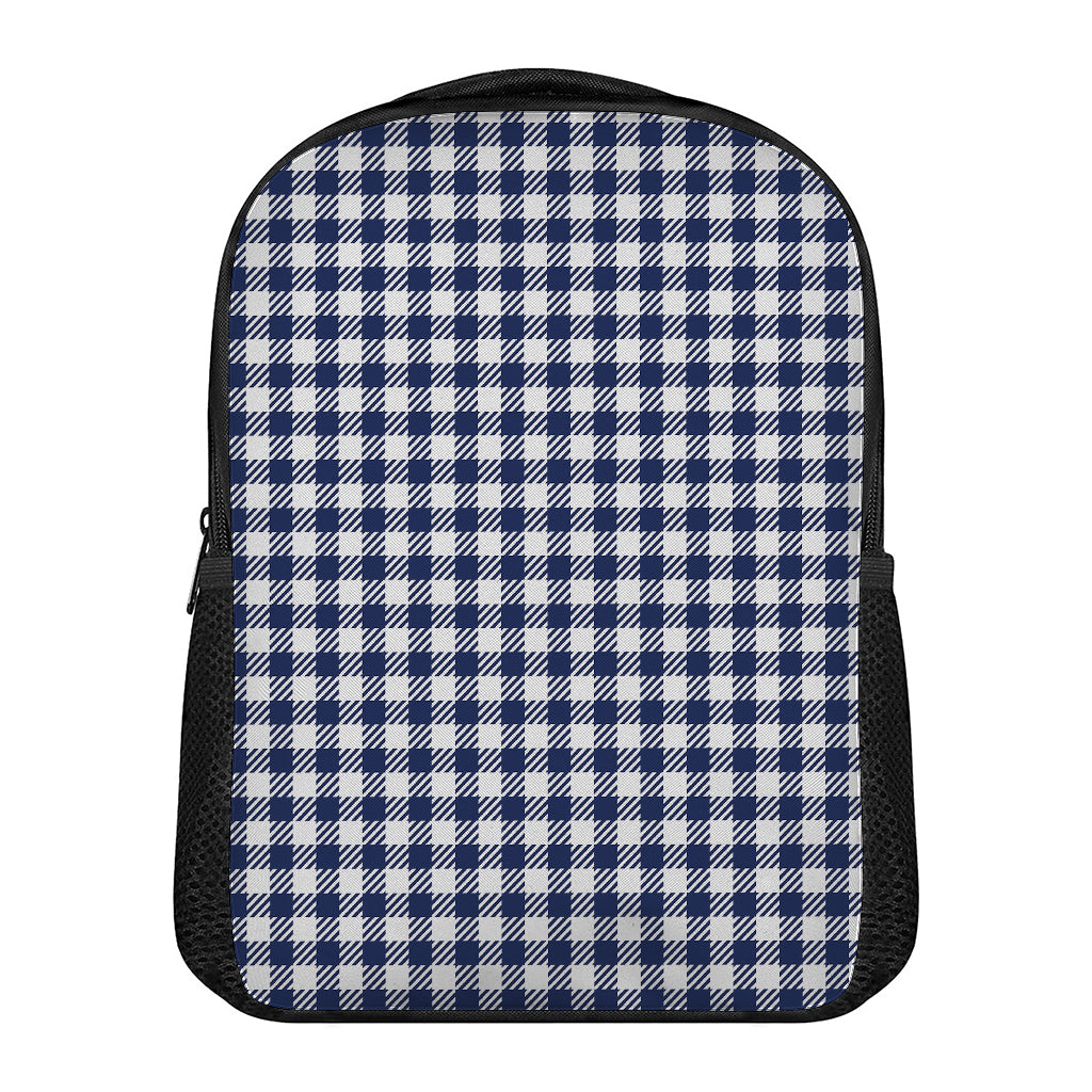 Navy And White Gingham Pattern Print Casual Backpack