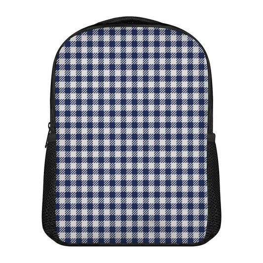 Navy And White Gingham Pattern Print Casual Backpack