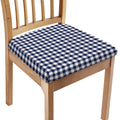 Navy And White Gingham Pattern Print Chair Cushion Cover