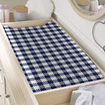 Navy And White Gingham Pattern Print Changing Pad Cover