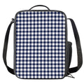 Navy And White Gingham Pattern Print Crossbody Lunch Bag