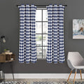 Navy And White Gingham Pattern Print Grommet Curtain Panels
