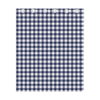 Navy And White Gingham Pattern Print Curtain