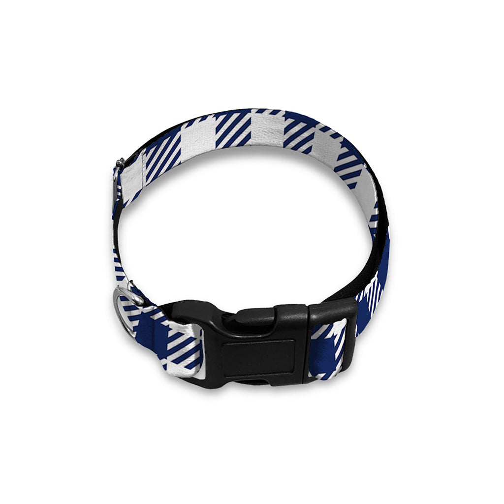 Navy And White Gingham Pattern Print Dog Collar