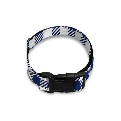 Navy And White Gingham Pattern Print Dog Collar