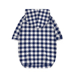 Navy And White Gingham Pattern Print Dog Zip Up Hoodie
