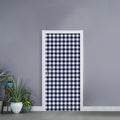 Navy And White Gingham Pattern Print Door Sticker