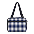Navy And White Gingham Pattern Print Double Strap Bible Bag