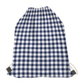 Navy And White Gingham Pattern Print Drawstring Bag