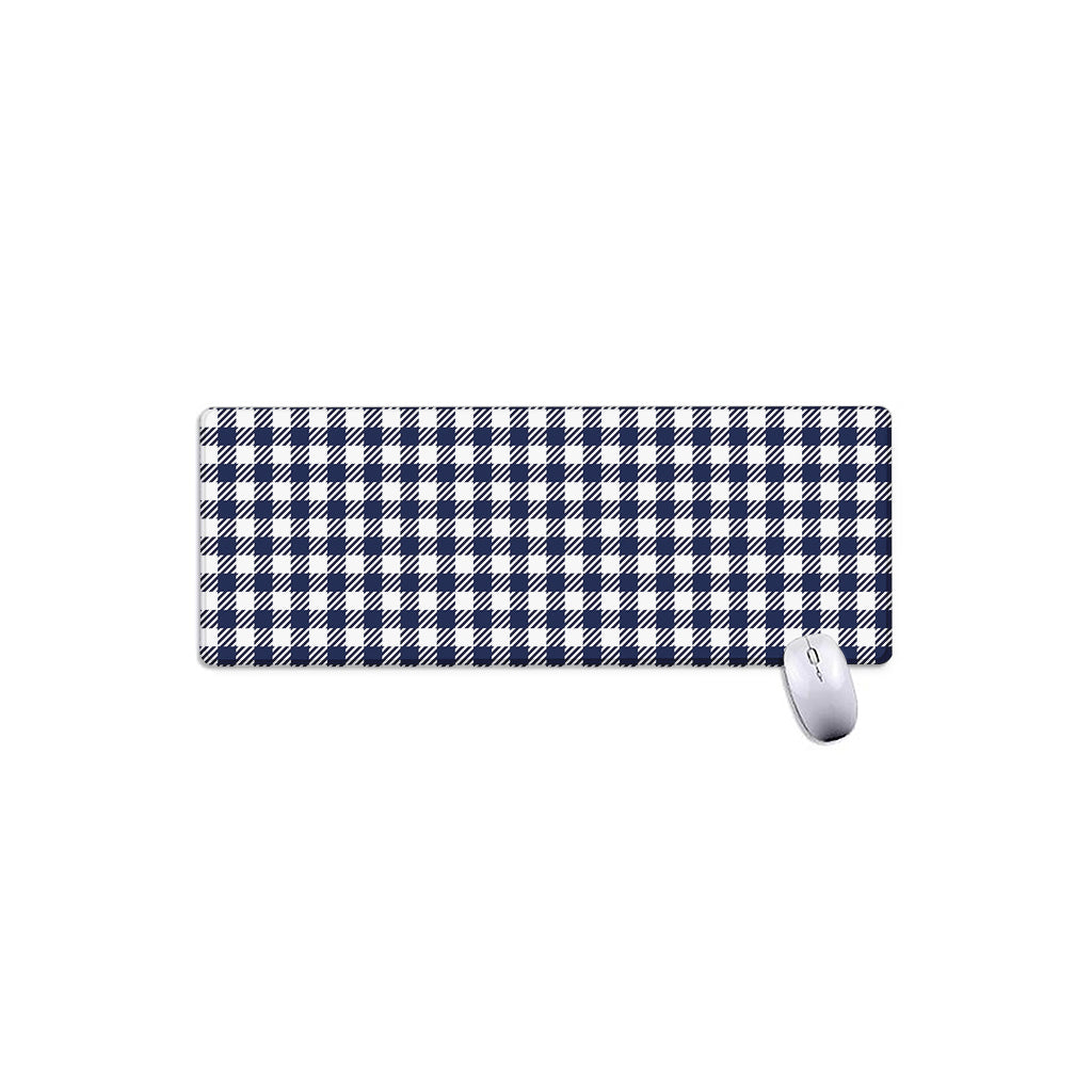 Navy And White Gingham Pattern Print Extended Mouse Pad