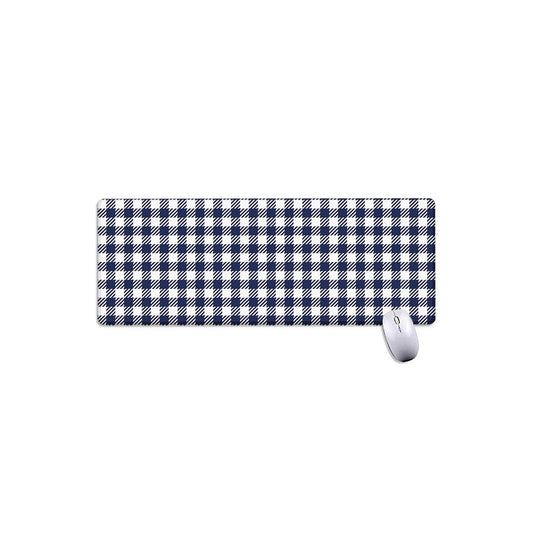 Navy And White Gingham Pattern Print Extended Mouse Pad