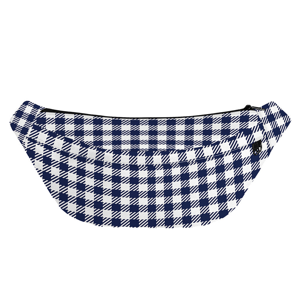 Navy And White Gingham Pattern Print Fanny Pack