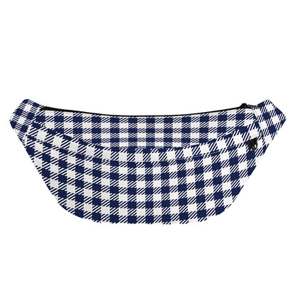 Navy And White Gingham Pattern Print Fanny Pack