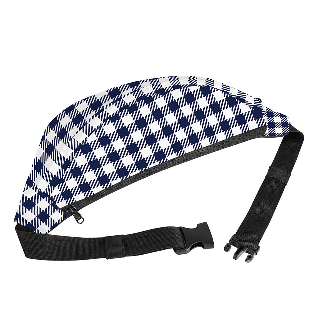 Navy And White Gingham Pattern Print Fanny Pack