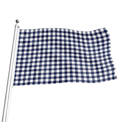 Navy And White Gingham Pattern Print Flag
