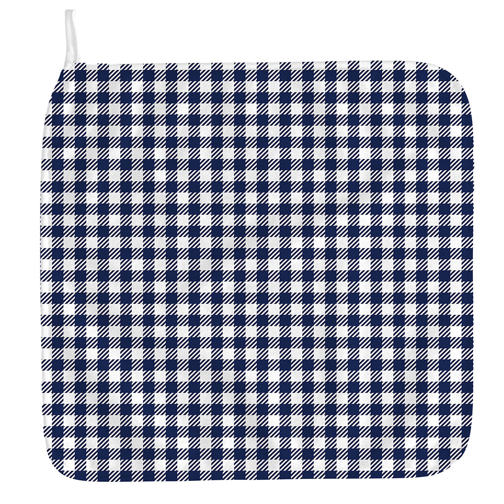 Navy And White Gingham Pattern Print Hand Towel