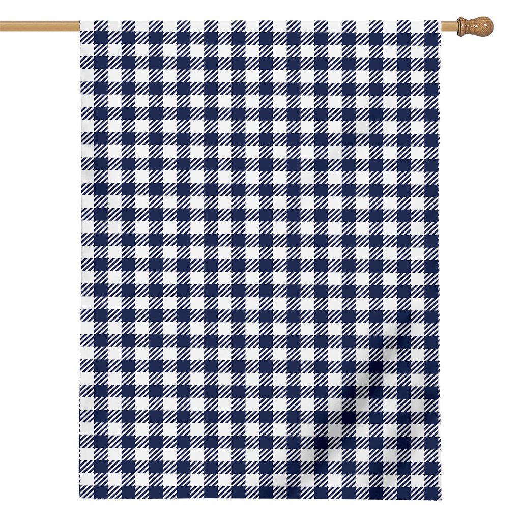 Navy And White Gingham Pattern Print House Flag