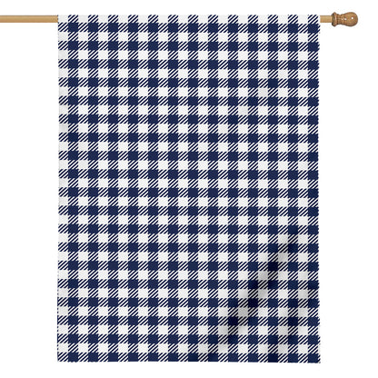 Navy And White Gingham Pattern Print House Flag