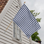 Navy And White Gingham Pattern Print House Flag