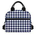 Navy And White Gingham Pattern Print Insulated Lunch Bag