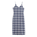 Navy And White Gingham Pattern Print Jersey Midi Cami Dress