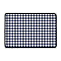 Navy And White Gingham Pattern Print Kitchen Mat