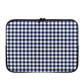 Navy And White Gingham Pattern Print Laptop Sleeve