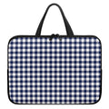 Navy And White Gingham Pattern Print Laptop Sleeve With Handle