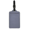 Navy And White Gingham Pattern Print Luggage Tag