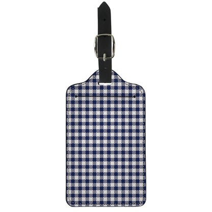 Navy And White Gingham Pattern Print Luggage Tag
