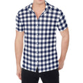 Navy And White Gingham Pattern Print Men's Shirt