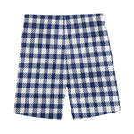 Navy And White Gingham Pattern Print Men's Sports Shorts