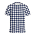 Navy And White Gingham Pattern Print Men's Athletic T-Shirt