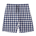 Navy And White Gingham Pattern Print Men's Swim Trunks